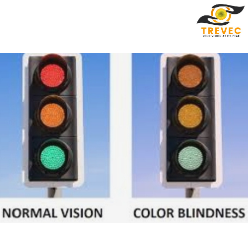 Traffic lights showing color blindness